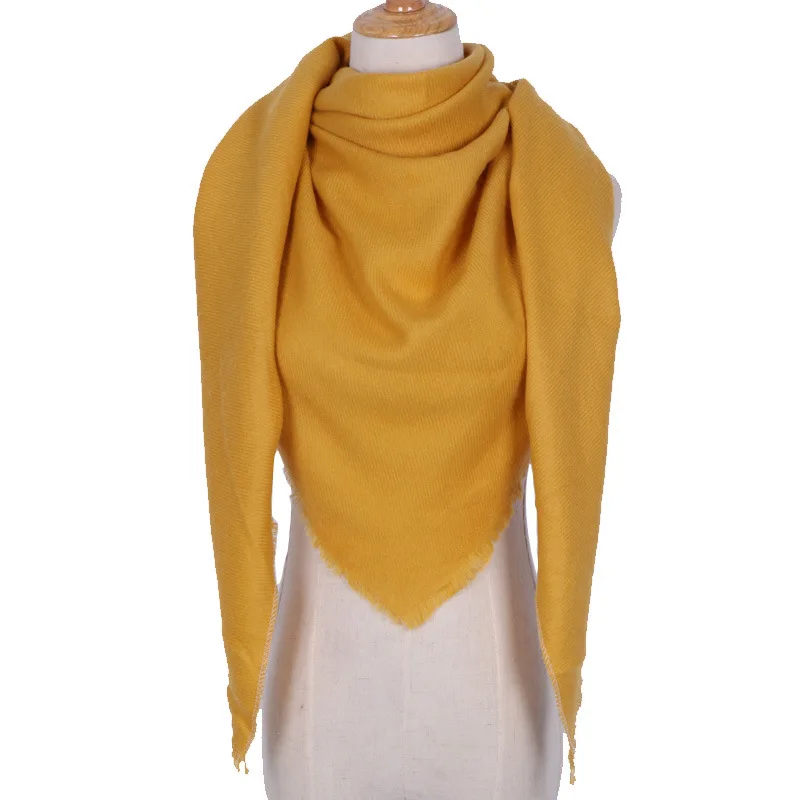 

New triangular scarf in winter women's solid color cashmere warm shawl ladies headscarf