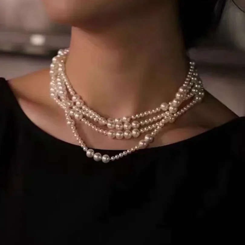 ДЛИННОЕ ОЖЕРЕЛЬЕ С БЕЛЫМ ЖЕМЧУГОМ МОРЯ 50 ДЮЙМОВ 4-10 ММ