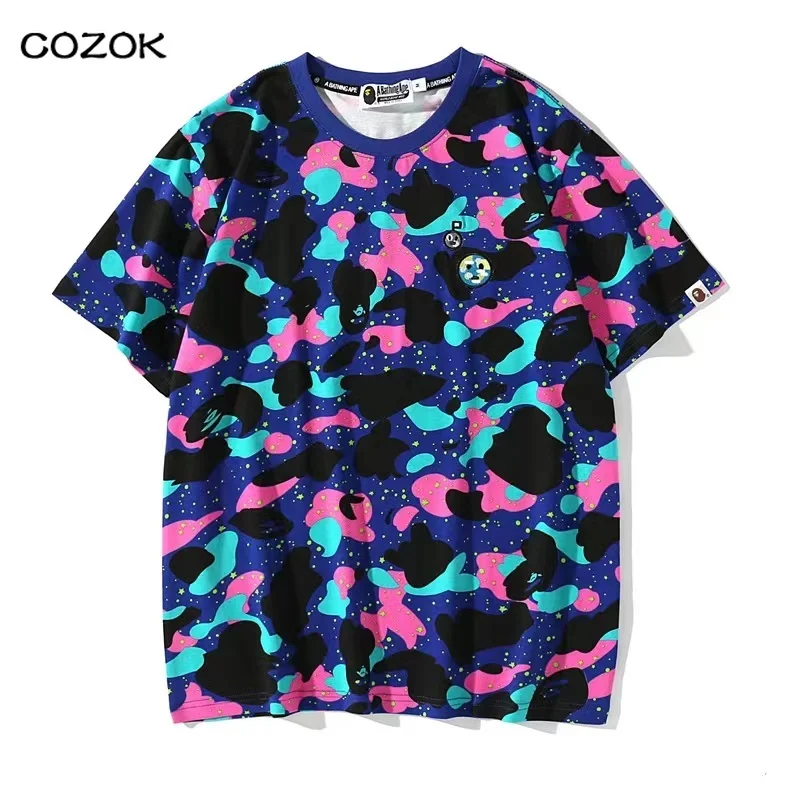 

new2022 Camouflage T-shirt summer new T-shirt men and women cotton short-sleeved T-shirt bank roaming