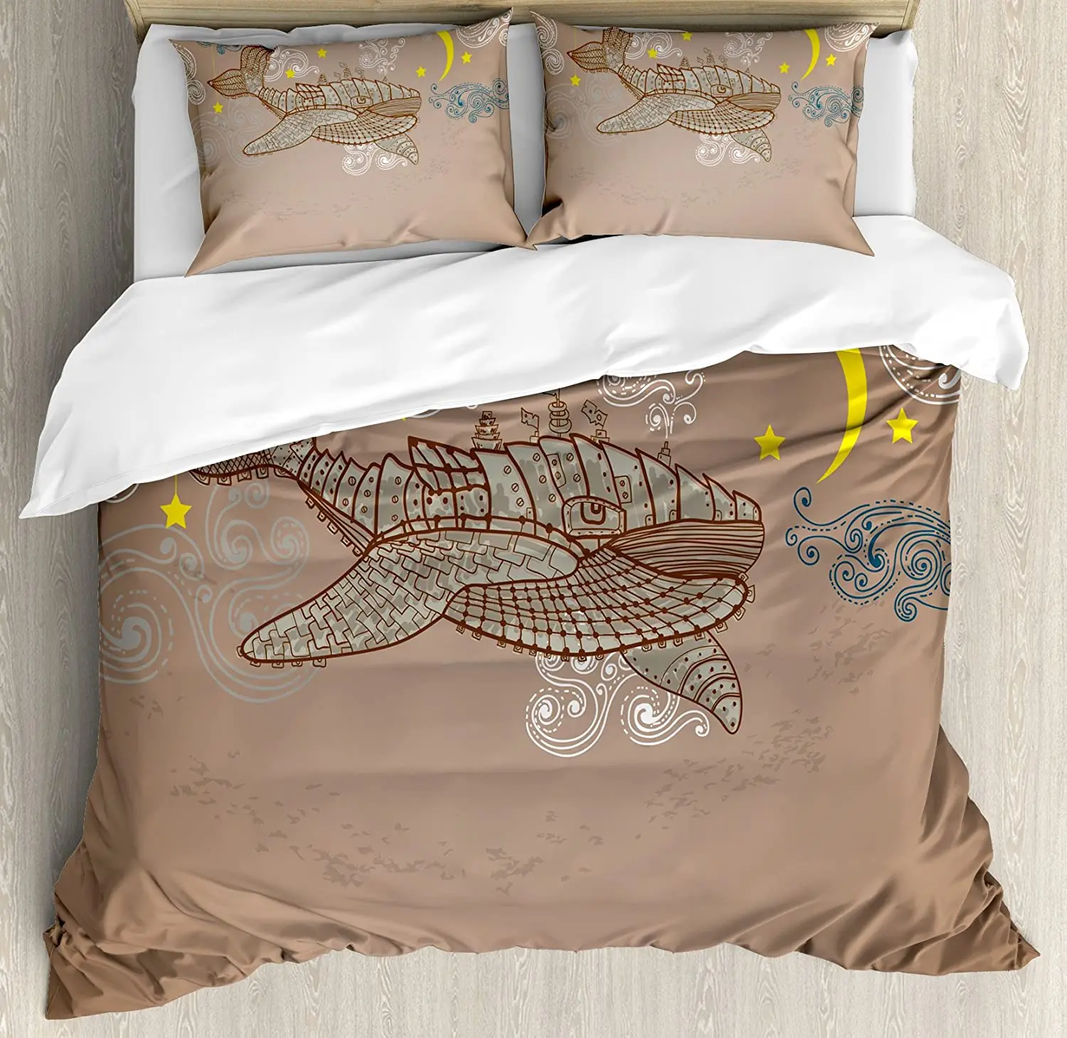 

Whale Bedding Set For Bedroom Bed Home Steampunk Whale Flying in the Air with Moons and St Duvet Cover Quilt Cover Pillowcase