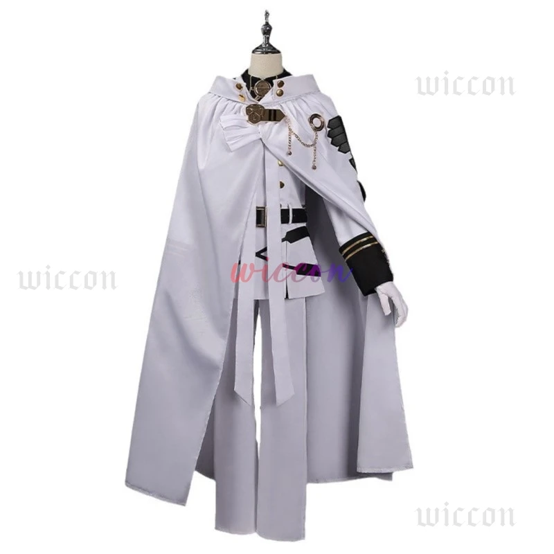 Mikaela Hyakuya Cosplay Costume Anime Seraph Of The End Halloween White Cloak Trench Coat Pants Gloves Wig Uniform Play