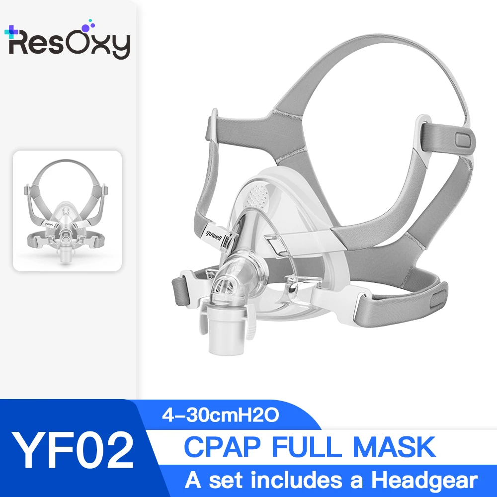 Фото YuWell YF-02 Маска Cpap с головным убором, полномаска, автоматическая CPAP APAP BIPAP для медицинского дыхательного аппарата, апноэ во сне, против храпа №1