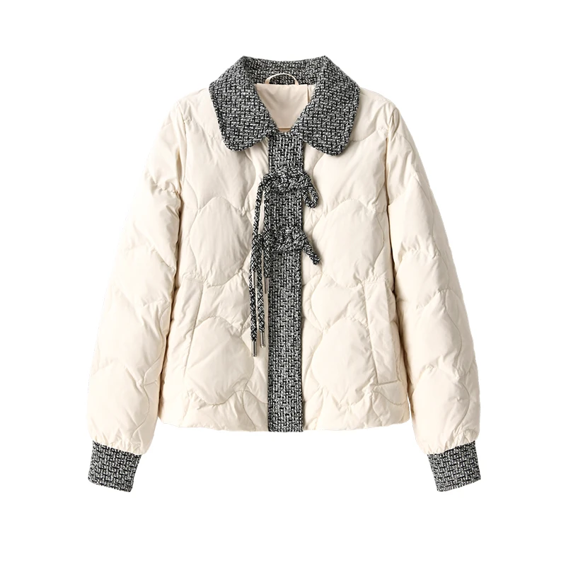 Fashion Design 85% Jackets for Women Chinese Style /Winter Spliced Wide-waisted Thin Zipper Casacos De Inverno Feminino 2022