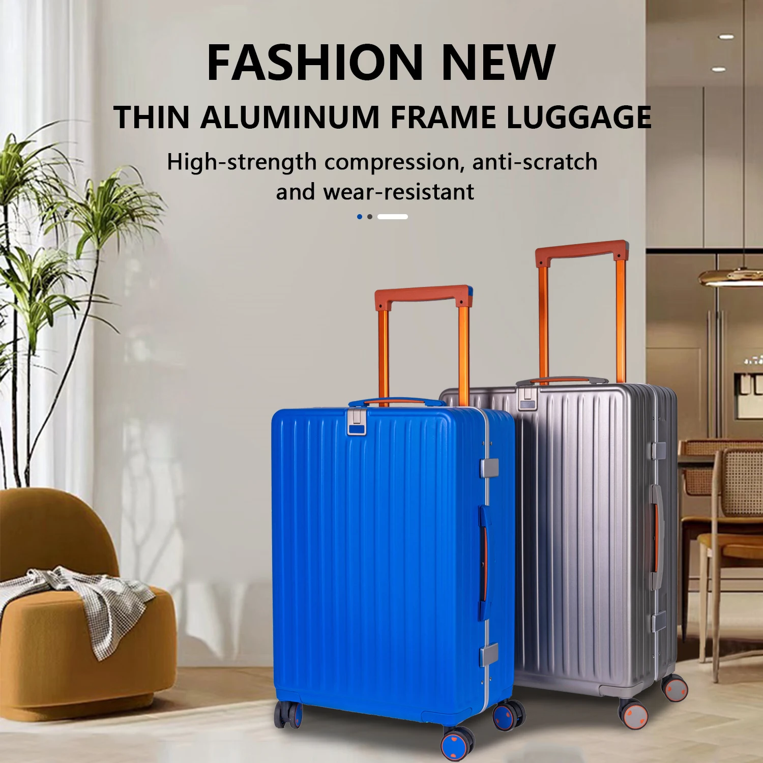 HONGYUE Travel Case Fine edge aluminum frame luggage large capacity new pull rod box durable password leather case