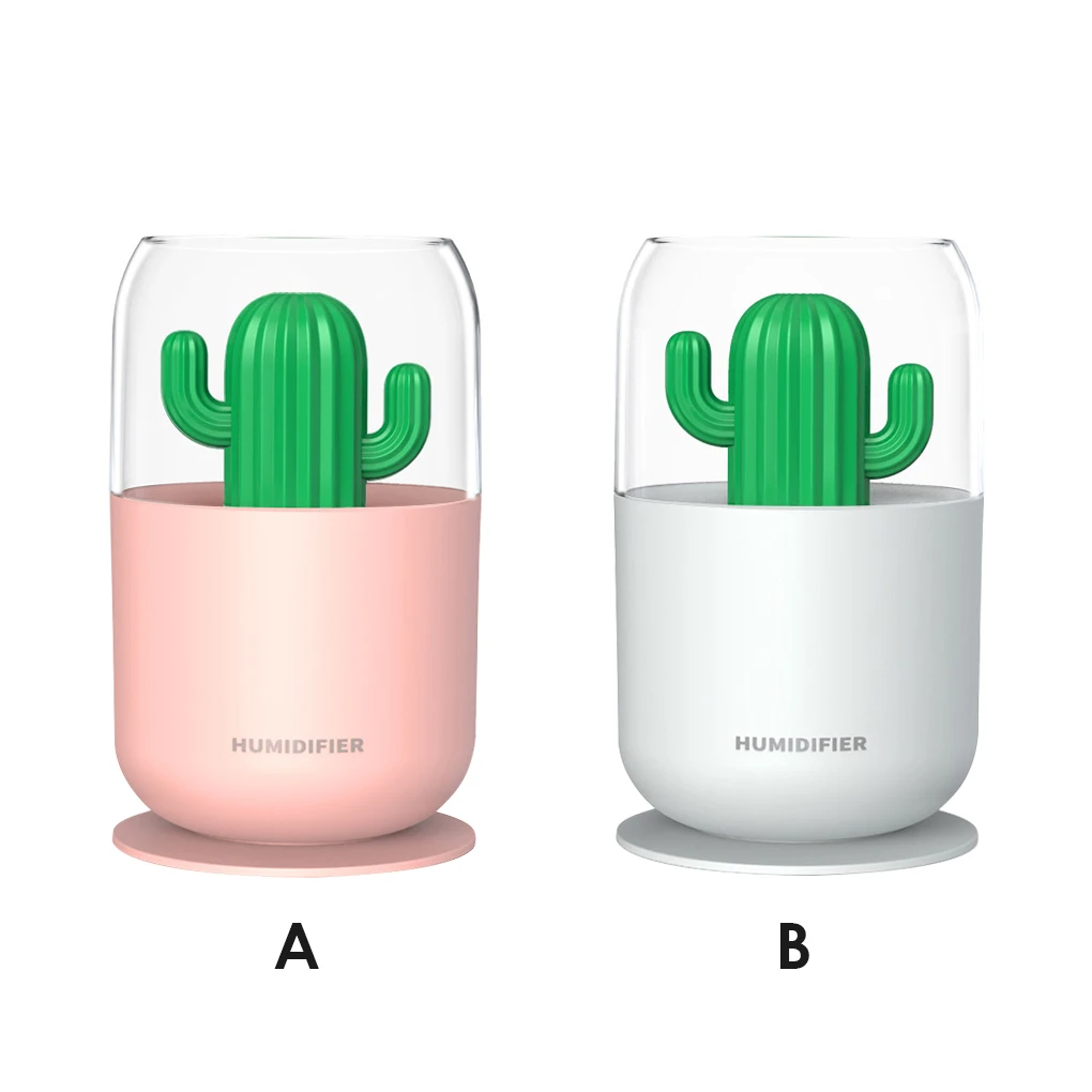 

Cactus Humidifier 300ml Desktop Mini Mist Diffuser Home Office USB Water Mist Sprayer Atomizer With Color LED Light 2021 New