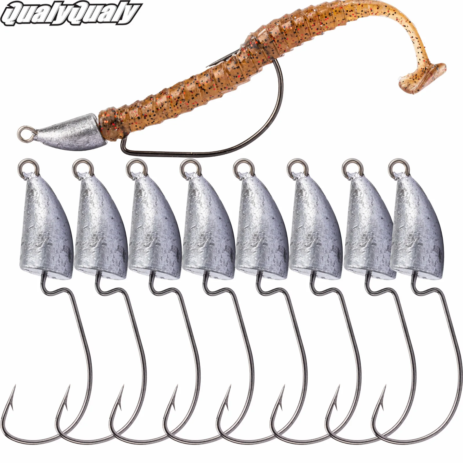 

Offset Worm Hooks 5g 7g 10g 14g Fishing Hook Stainless Steel Bullet Jig Head Fishing Hooks Barbed Weedless