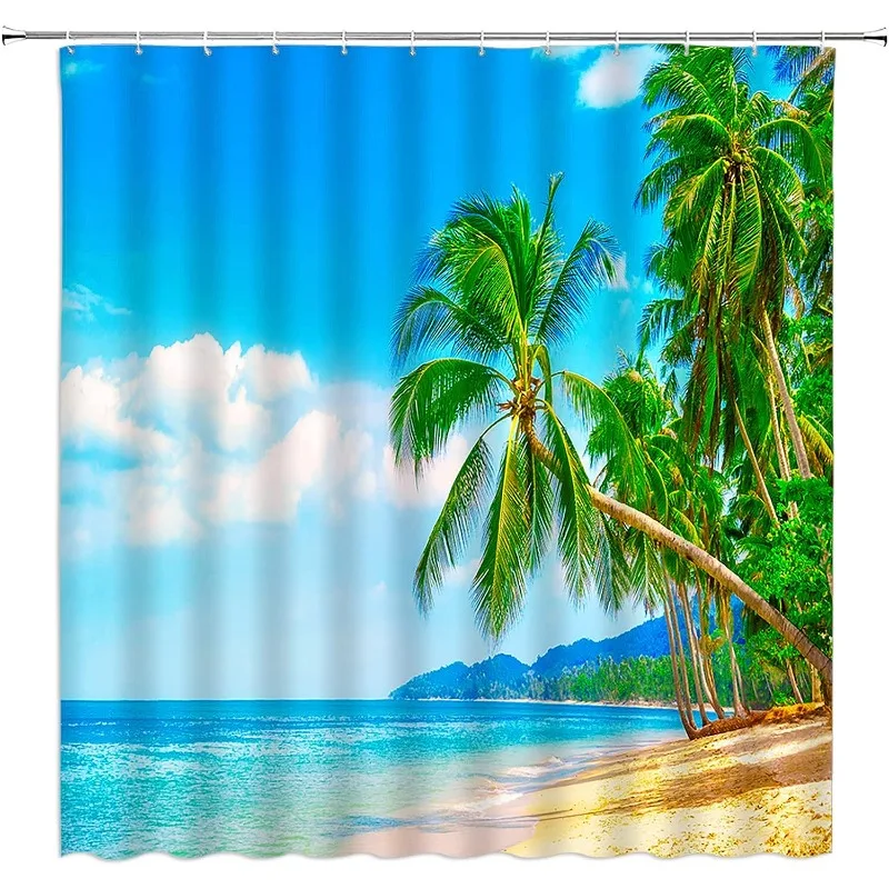 

Тропические фотообои с изображением океана, пальмы, экзотические Летние Гавайские островы, тканевые занавески из полиэстера с крючками