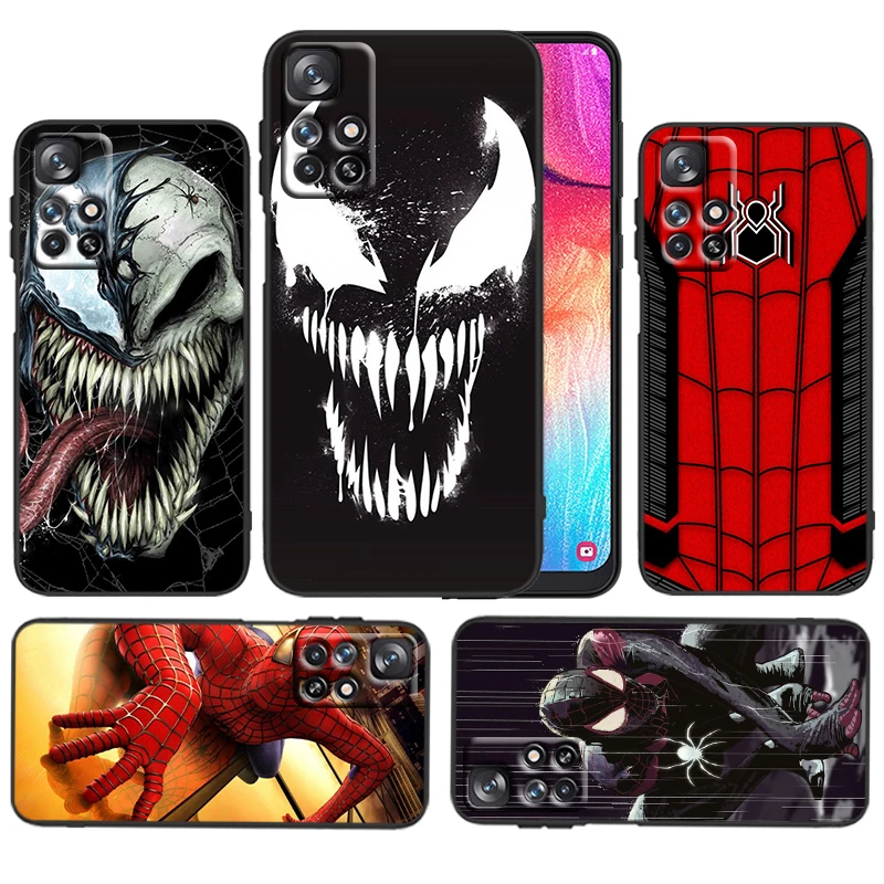 

Marvel Venom Spiderman For Xiaomi Redmi 11 Prime 10 10X 9T 9C 9C 8 A1 K50 K40S Gaming 4G 5G Silicone Black Phone Case