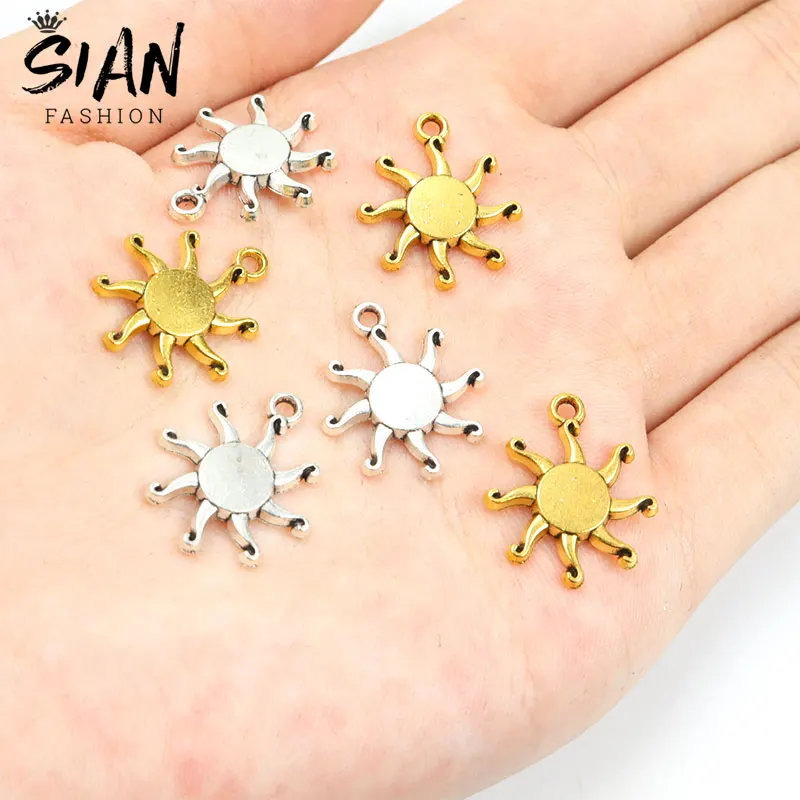 

20pcs Sun Sunburst Pendant Charms Silver Color Plated Zinc Alloy Charms for DIY Necklace Earrings Jewelry Making Findings Gift