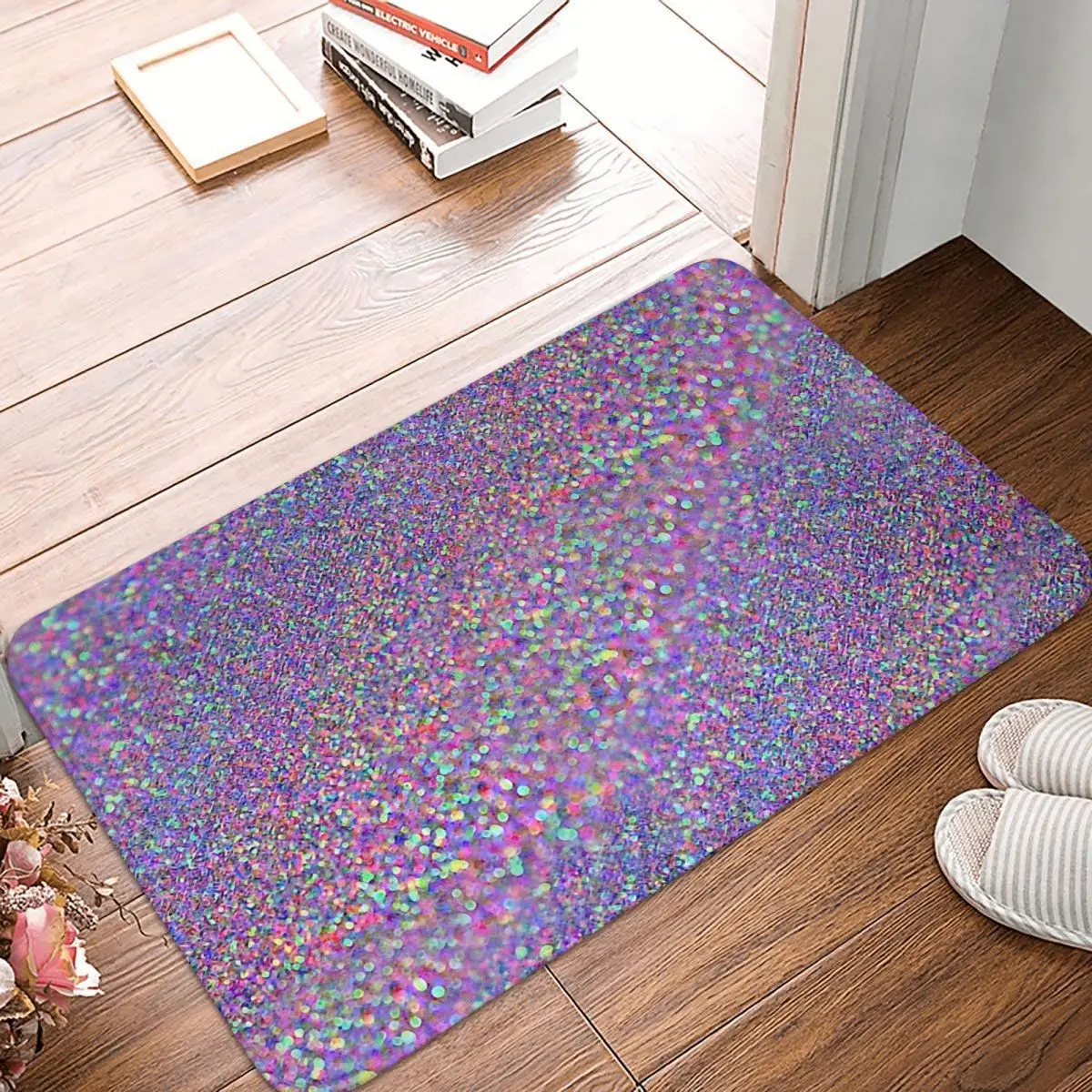 

Bohemian Bedroom Mat Glitter Galore Featuring The Finest Purple Teal Pink&Blue Doormat Living Room Carpet Door Rug Home Decor