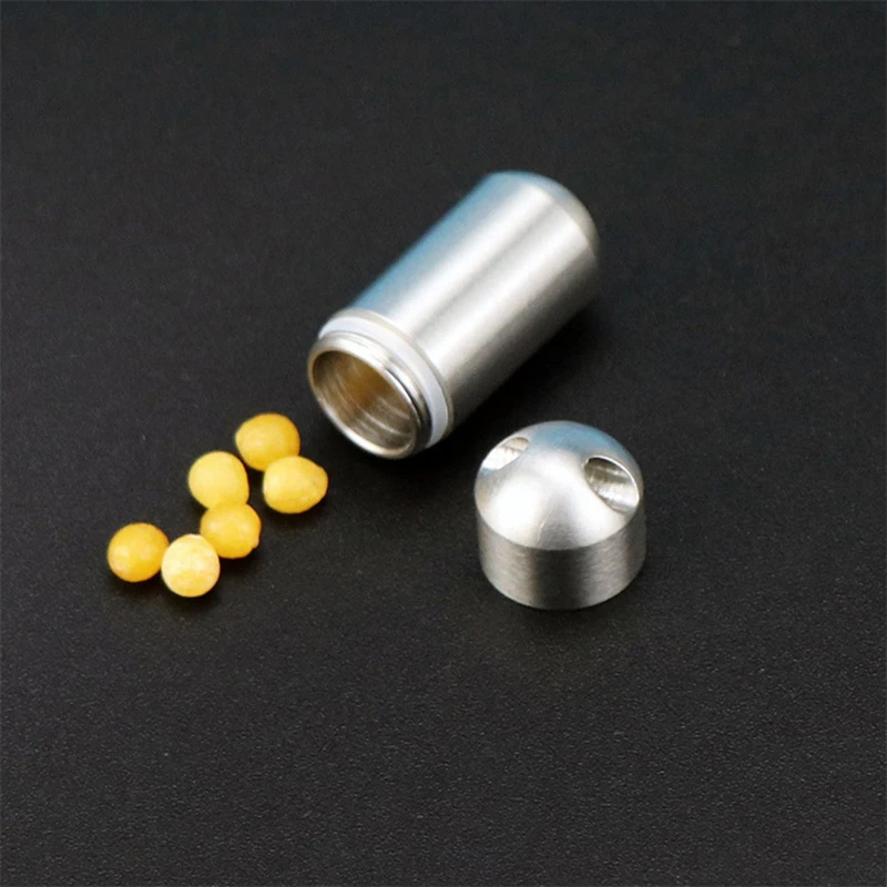 

Pill Holder Portable Waterproof Metal Capsule Box Keychain Pill Case Storage