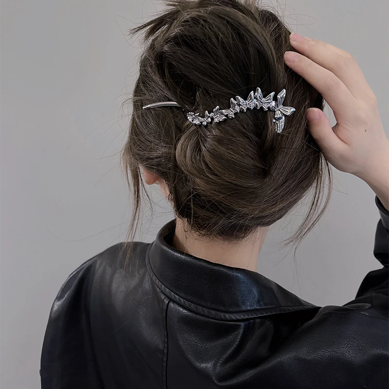 

Fashion Simple Liquid Metals Butterfly Hair Clip Women Girls Retro Luxury Coiled Hair Twist Clip Headdress Accessories Gifts