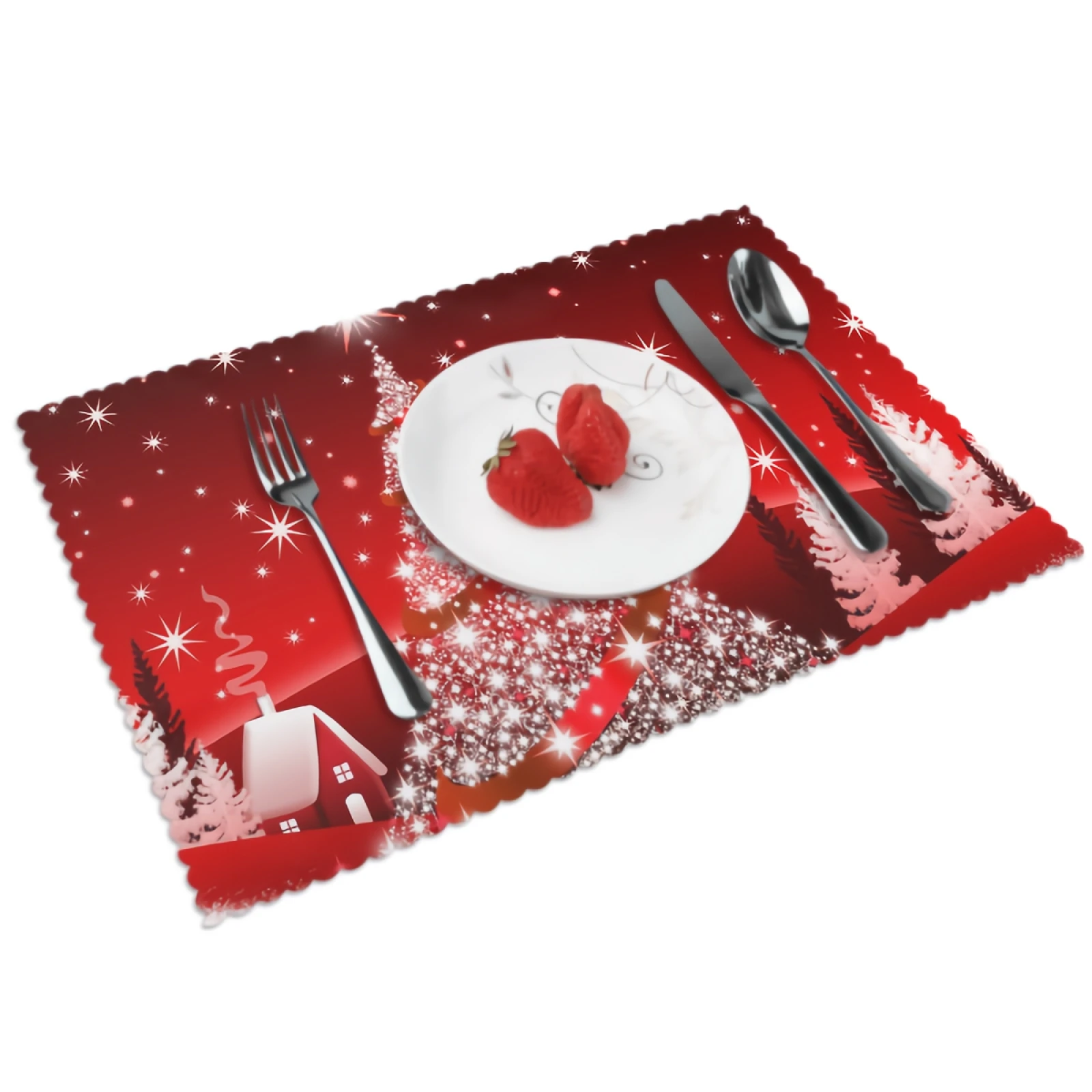 

Merry Christmas Placemats for Dining Table 12 x 18 inches Heat Resistant Table Placemats Set of 4 for Kitchen Dining Table
