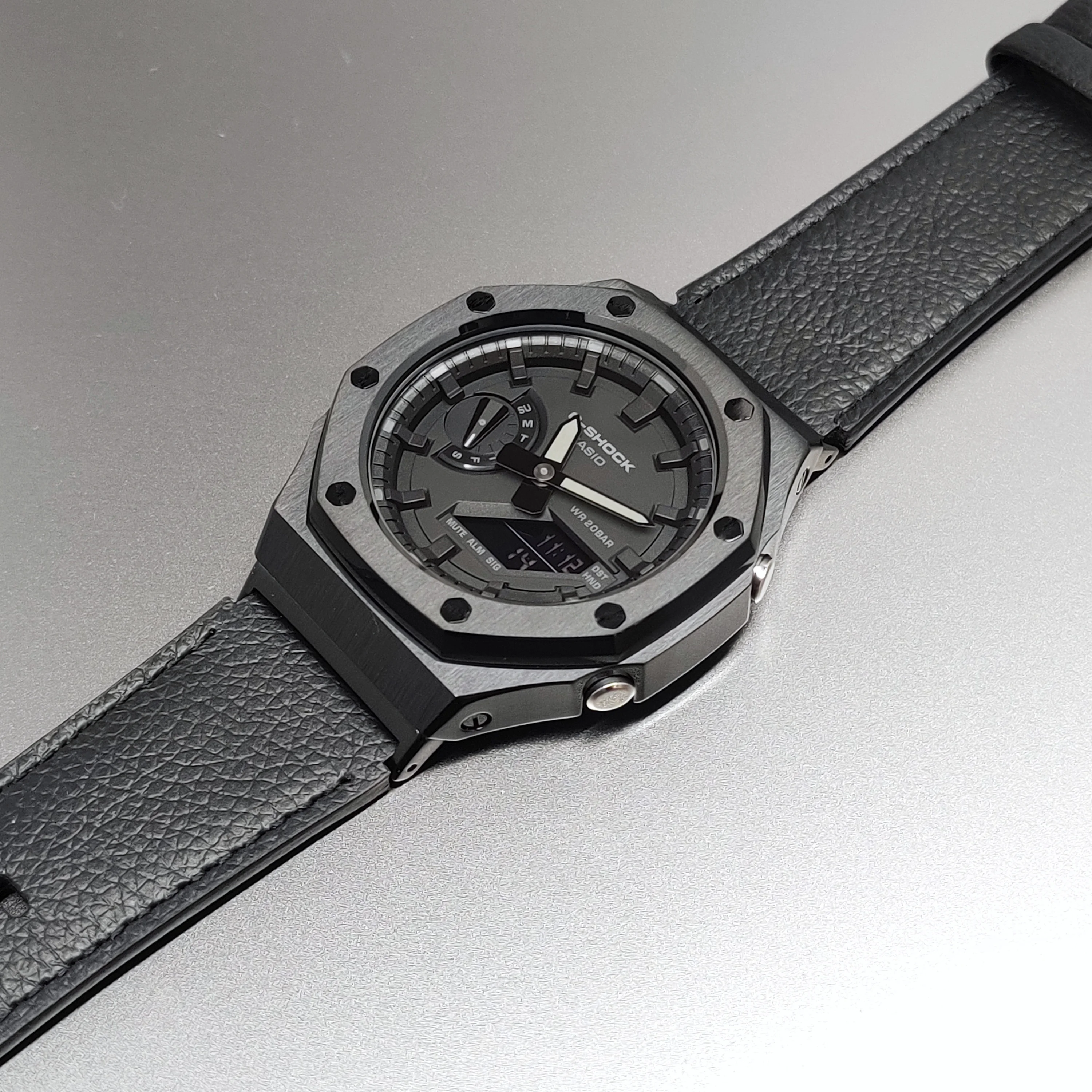 

GA2100 Classic Metal Bezel with Screws Match High Quality Soft Leather Strap for GA-2100/2110 Replacement Accessories