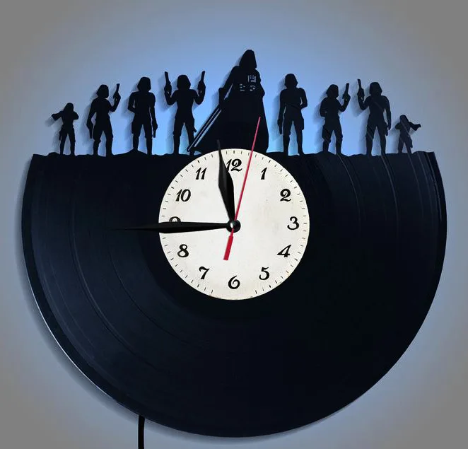 

Nostalgia Film and Television Black Glue Record Wall Clock Home Decoration Cartoon Wall Wall Children's Room Watch LED Gift