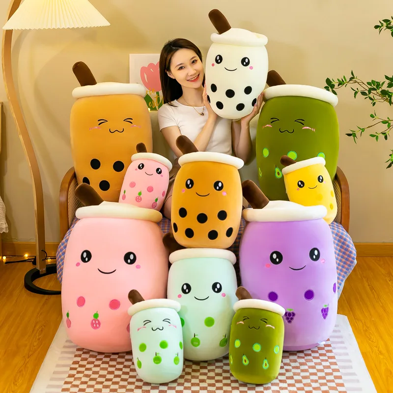 

Plush Toys Boba Plushies Bubble Tea Kawaii Plush Cup Shaped Pillow Real Life Food Stuffed Soft Back Cushion Kid Birthday Gift