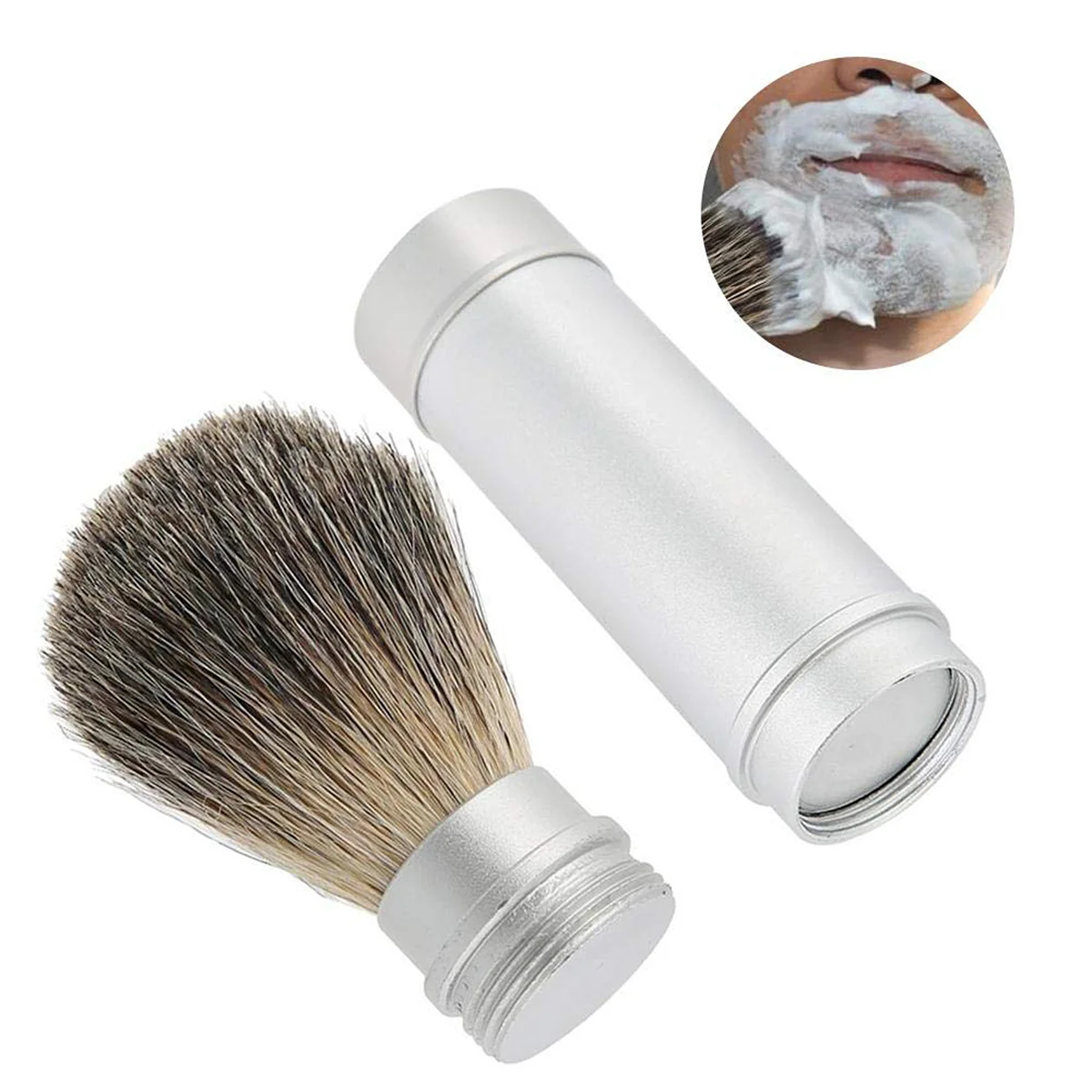 

Щетка для бритья, щетка для бритья, портативная щетка для чистки бороды с алюминиевой трубкой для путешествий, дома, парикмахерской, волос