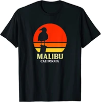 malibu california retro seagull sunset t shirt