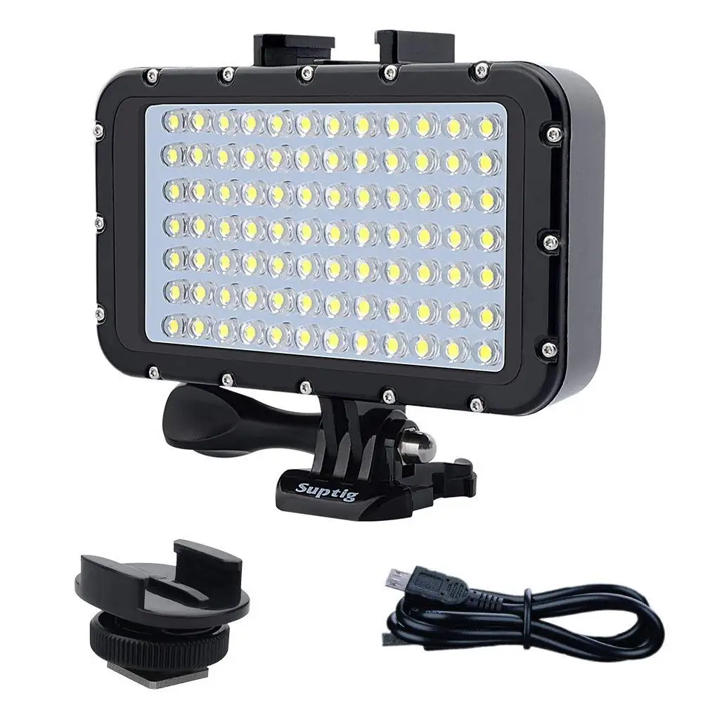 Suptig 84 LED High Power Dimmable Waterproof LED Video Light Waterproof 164ft(50m) For Gopro Hero 6 5 4 3 XiaomiYI  slr camera