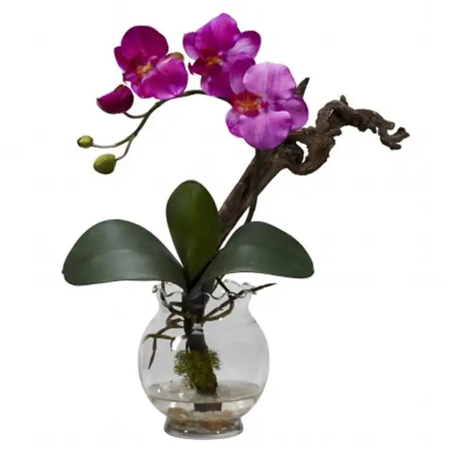 

Phalaenopsis Artificial Flower Arrangement with Fluted Vase, Purple Flores pequeñas para manualidades Hanging flowers Peony art