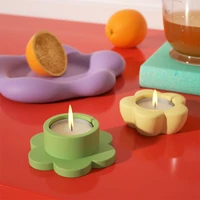floret tea light candlestick mold silicone concrete candle holder mould for plaster tray making tools