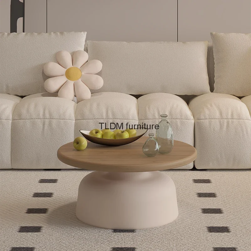 Круглый деревянный журнальный столик для спальни маленький современный