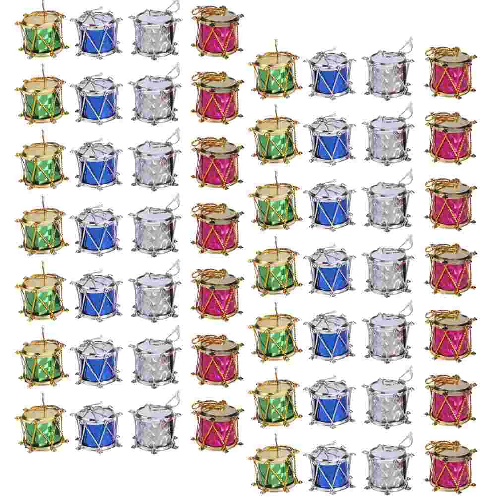 60 шт. блестящий мини-барабан Рождественский малый барабан с подвеской для