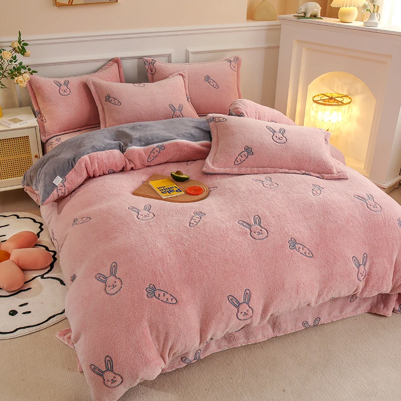 

Warm Fluffy Flannel Quilt Cover,Soft Comfortable Thickening Snowflake Velvet Pillowcas,Coral Velvet For Winter Home Bedding