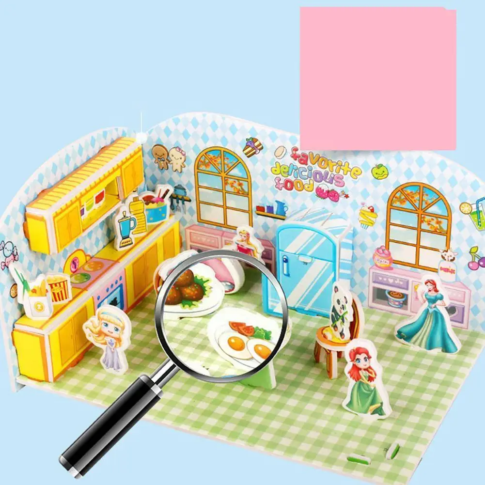 

3d Diy Kids Puzzle Early Educational Toys Toddler Concentration Shop Ice Room Shop Cream Training Scene Puzzle Flower Puzzl A1h6