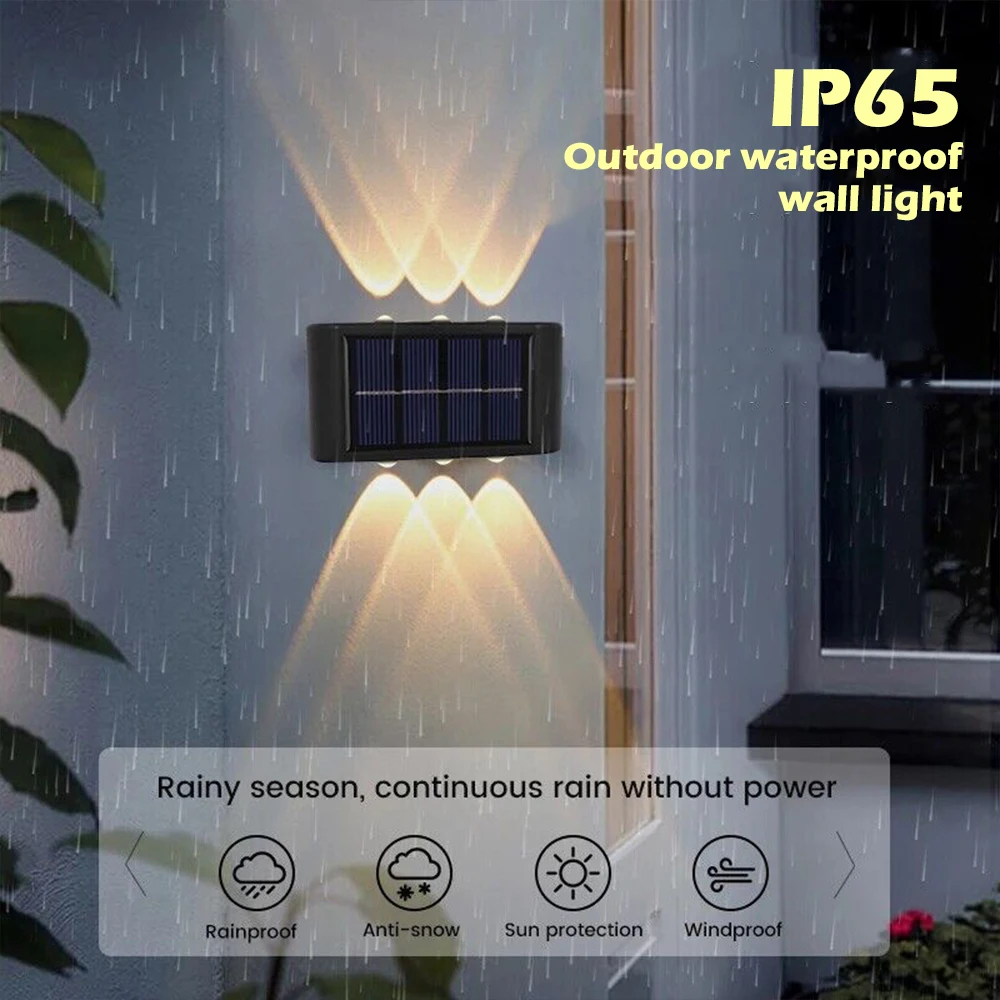 

2PCS LED Solar Wall Lamp Outdoor IP65 Waterproof Garden Path Corridor Fence Light for Home Yard Atmosphere Landscape Decoration
