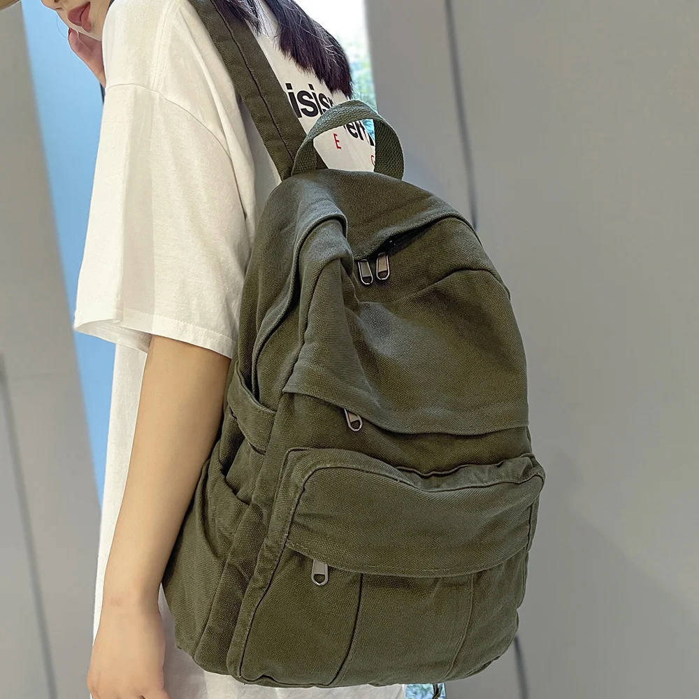 

Girl Fabric School Bag New College Student Vintage Women Backpack Canvas Female Laptop Bag Travel Kawaii Ladies Backpack