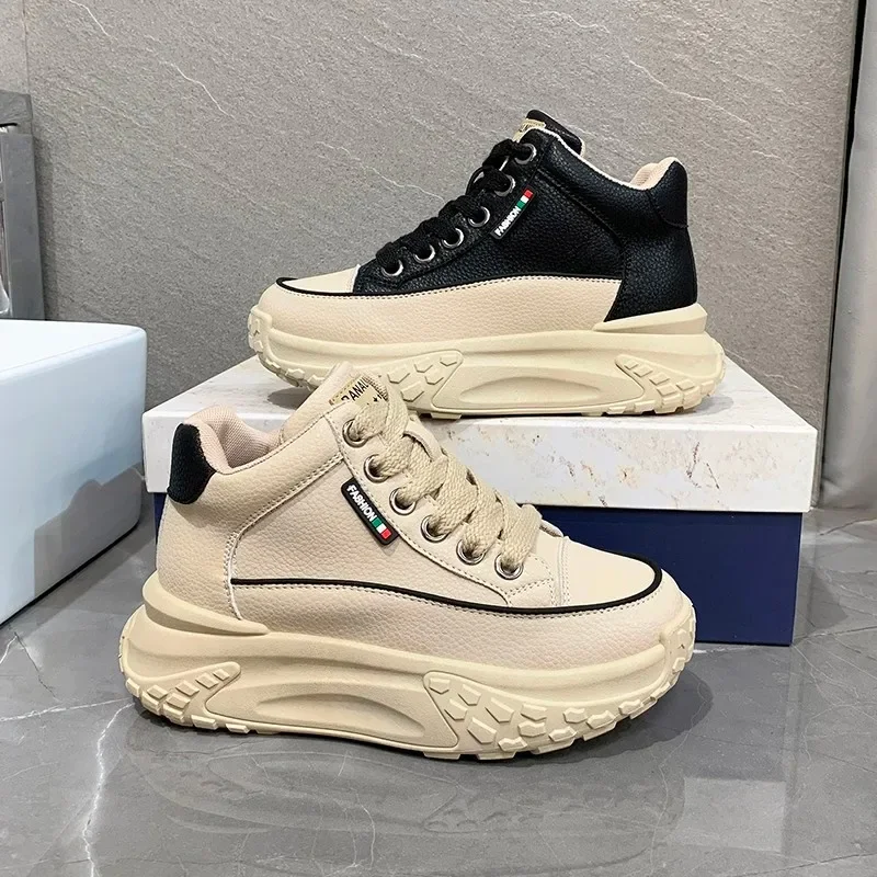 

New Fashion Sneakers Shoes Women Autumn Winter High Collar Thick Sole Versatile Casual Elevated Sports Shoes Zapatos De Mujer