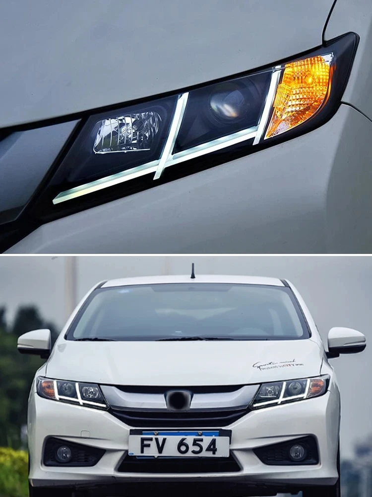 Пара модификаций автомобиля для Honda City 2015-2019 передняя лампа HID LED DRL обновленная