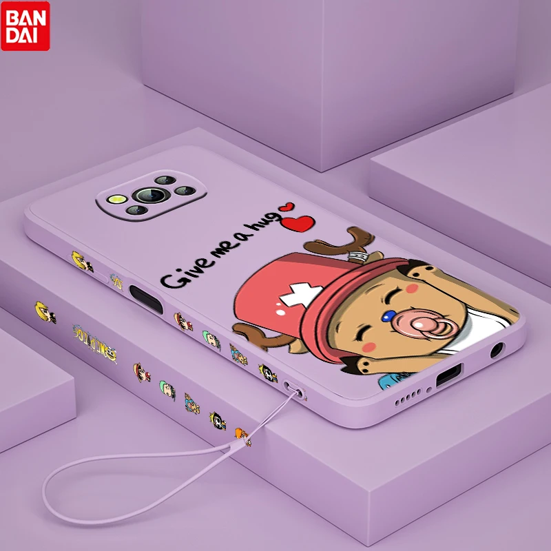 

Chopper Cute One Piece For Xiaomi POCO X3 NFC F3 GT M4 M3 M2 Pro C3 X2 11 Ultra Silicone Liquid Left Rope Phone Case Coque Capa