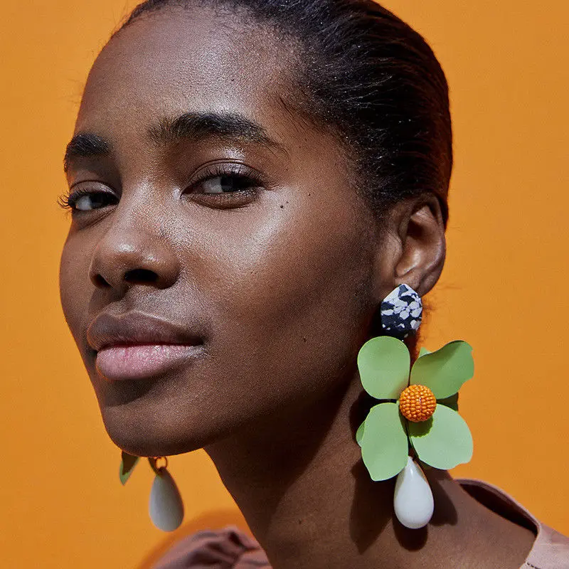 

Fashion Big Flowers Drop Earrings Jewelry Earrings for Women Dangle Pendant Statement Bohemian Wedding Earrings Gift