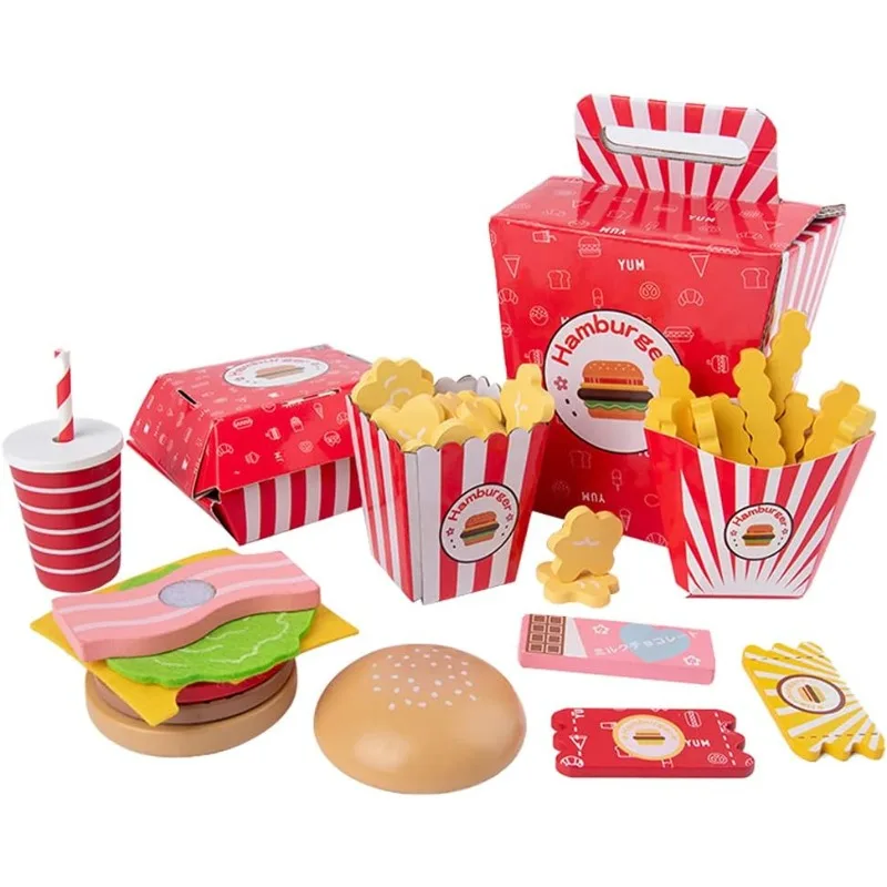 Деревянный Набор Игрушек Быстрого Питания С Гамбургерами Колы Картофель Фри Для