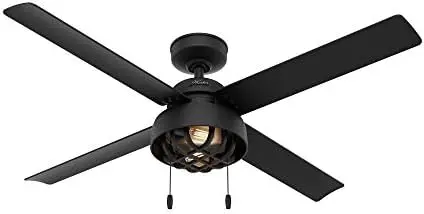 

Company, 50336, 52 inch Spring Mill Matte Black Indoor / Outdoor Ceiling Fan with LED Light Kit and Pull Chain Electric fireplac
