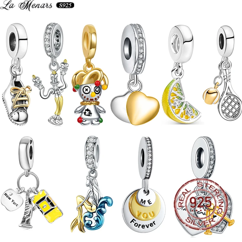 

La Menars New Dangle Charms Golden Series Heart Lettering Lemon Pendant Women Bracelet Making Diy Charms