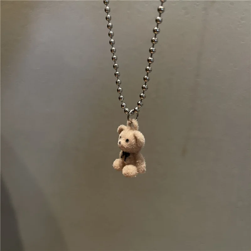 2021 Трендовый ворсистый медвежий подвесной кулон для женщин, мужчин, пар, любящих друг друга, популярное животное ожерелье модных ювелирных изделий подарков.
