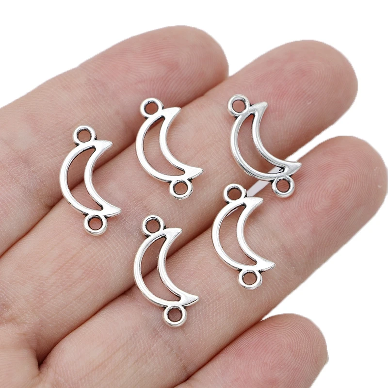 

30Pcs Silver Plated Moon Frame Charm Connector for Jewelry Making Bracelet DIY Findings Accessories Handmade Craft