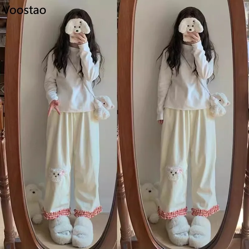 Японские Прямые вельветовые брюки Y2k в стиле &quotЛолита&quot Милые Женские панталоны