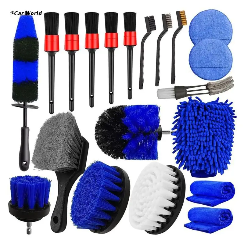 

6XDB 20Pcs Auto Detailing Drill Brush For Car Tire Rim Cleaning Detail Brush Set
