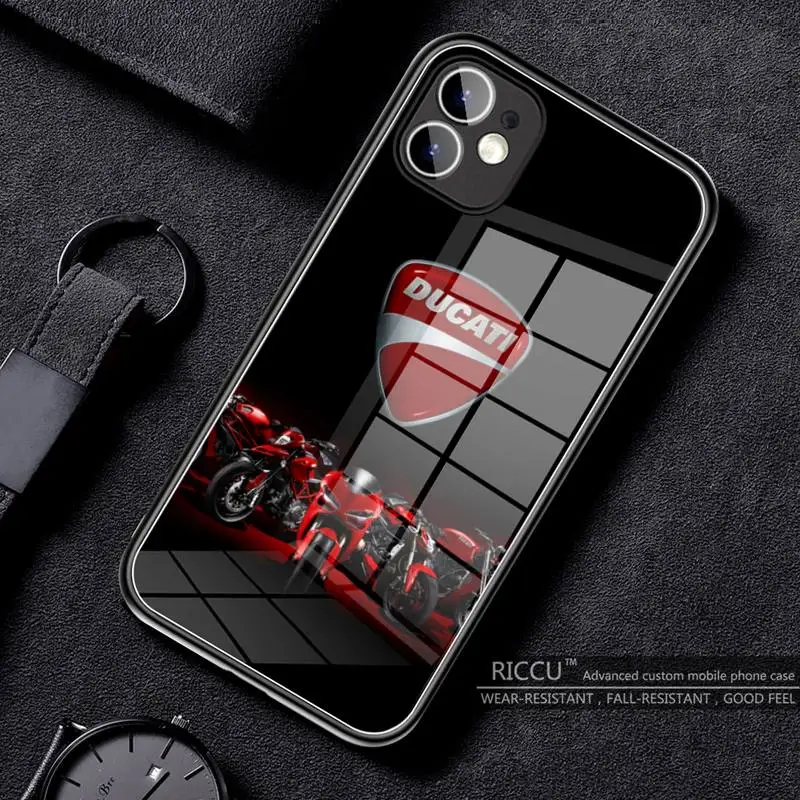 Чехол для телефона DUCATI из закаленного стекла iPhone 13 11 Pro MAX XR XS 8X7 6 Plus 2020 12 Max Mini чехлы