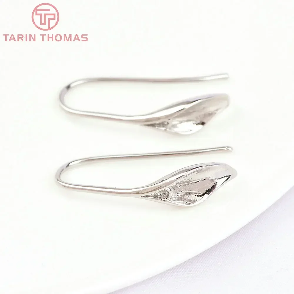 (2149) 10 шт. 26 5x11 мм 24-каратного золота латунные серьги-кольца с каллами и лилиями