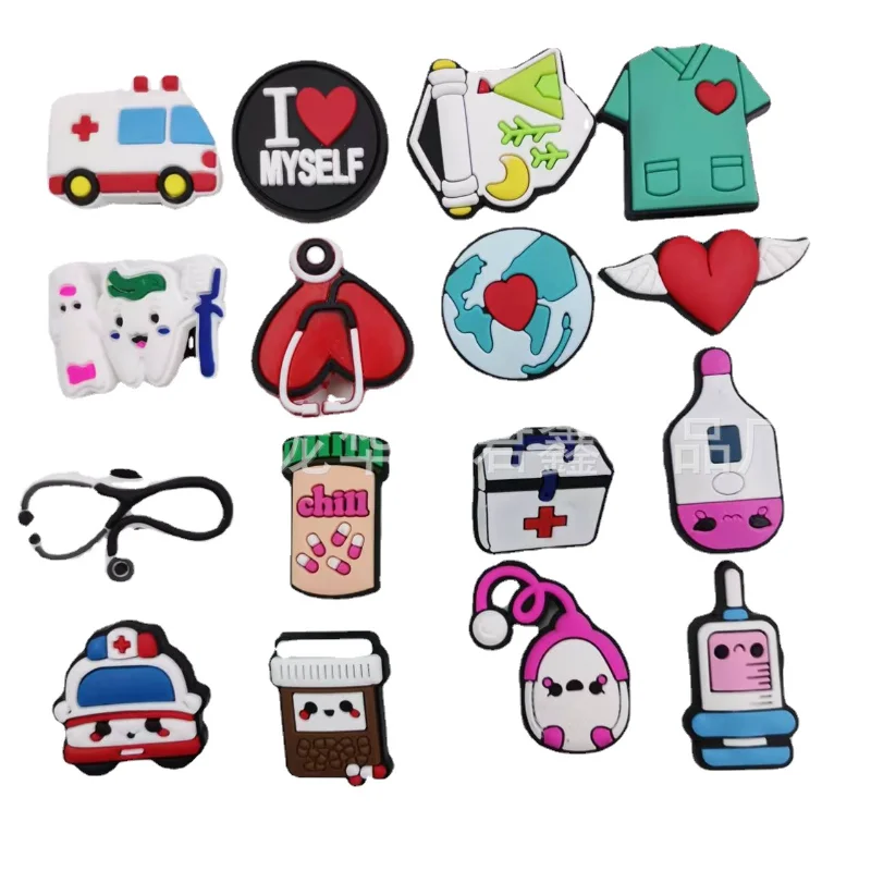 16-30pcs/Set Doctor Nurse Shoe Charms Accessories Fits For Crocs Boys Girls Kids Christmas Birthday Party Favors Gift