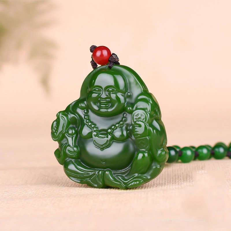 

Spinach Green Jade Maitreya Buddha Pendant Women's Smiling Buddha Exquisite Versatile Pendant