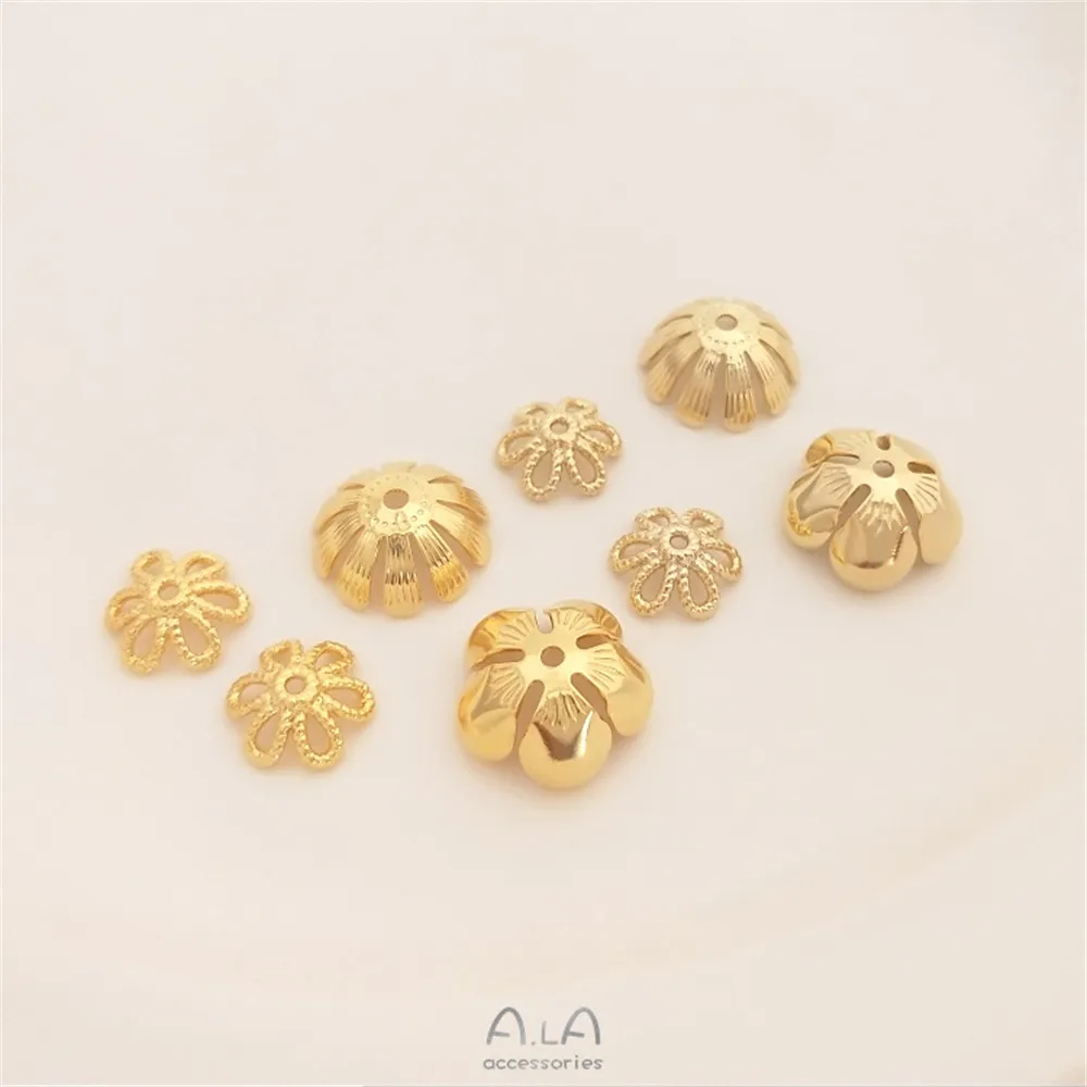 

14K light gold 18K true gold flower holder accessories Diy small Daisy bead hat bead holder jewelry material