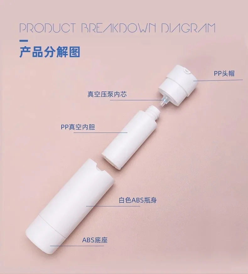 Пустая вращающаяся вакуумная эмульсионная бутылка сменный флакон с внутренней