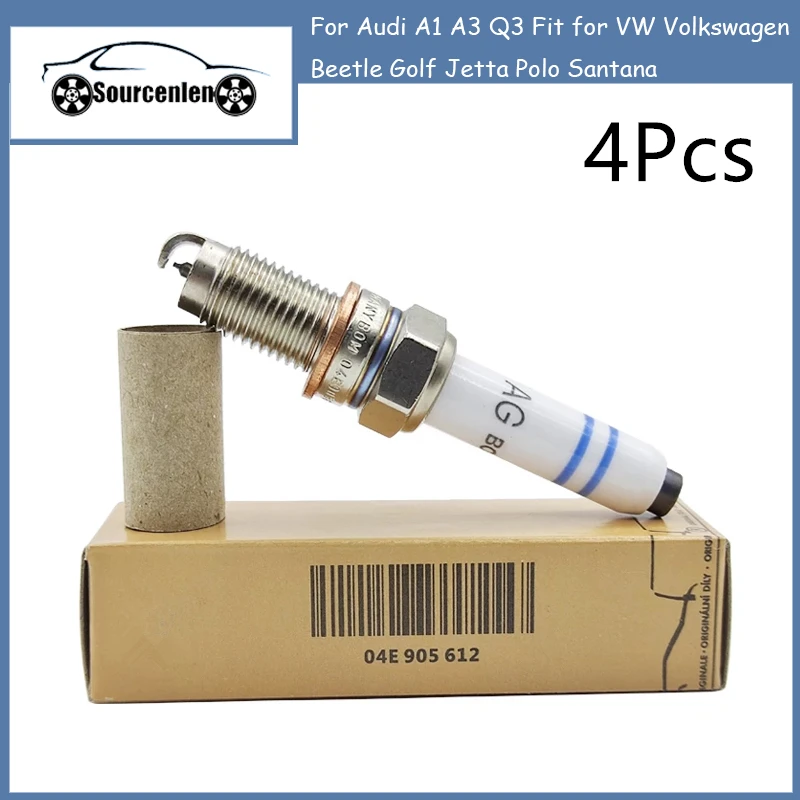 

4 шт. 04E905612 Свеча зажигания подходит для Audi A1 A3 Q3 подходит для VW Volkswagen Beetle Golf Jetta Polo Santana 0241145515 04E905612 B C