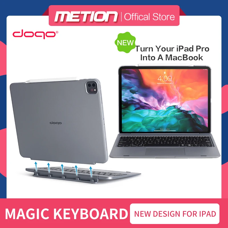 

DOQO Bluetooth Split Keyboard Magic Trackpad Scissor Keys Strong Magnetic Pen Slot for iPad Pro 12.9/11 2018 2020 7th/8th/Air